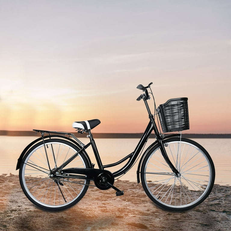 26 Inch Adult Cruiser Bicycle Bike with Basket Steel Frame Urban Bike