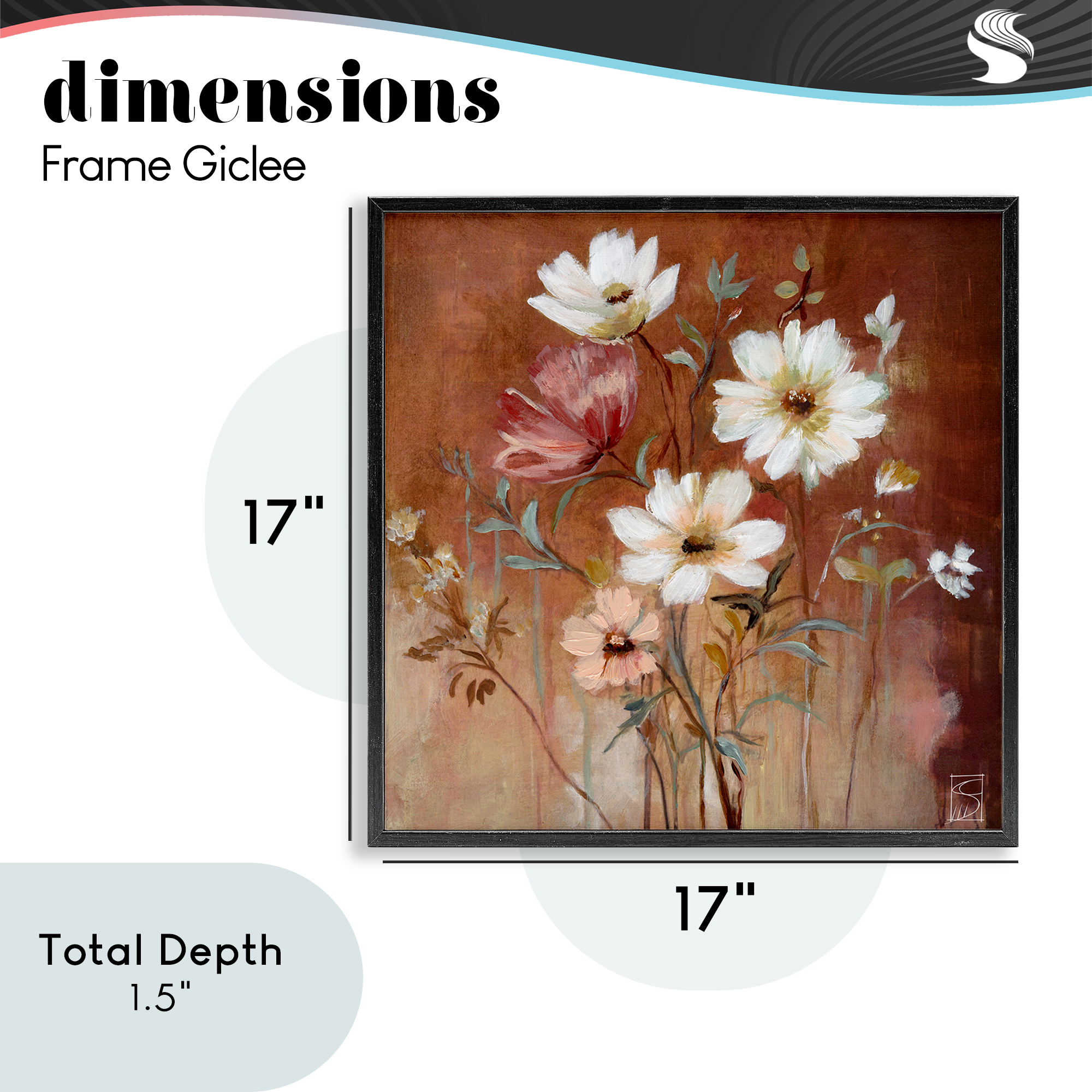 Mocha Flowers Collection Black Framed Giclee Art, design by Sara Culpepper