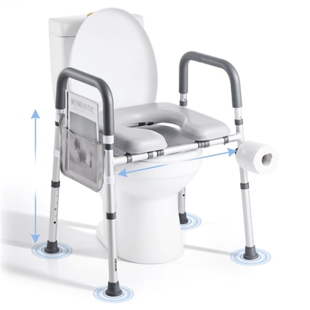 VEVOR Raised Toilet Seat with Arms, 400 lbs Load Capacity, Adjustable Height and Width, Commode Cushion Padded Elevated Toilet Seat Riser with Handles for Seniors, Elderly, Handicap, Disabled, Adults