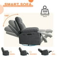 thumbnail image 6 of Power Recliner Glider Chair with Large Armrest and Bluetooth Speaker, 270° Swivel Rocker Recliner with Charge Power and Retractable Footrest, LED Light, Nursery Chair for Living Room, Dark Grey, 6 of 9