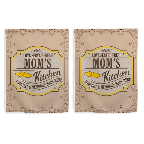 ThisWear Inspirational Mom Gifts for Women Love Served Fresh Mom's Kitchen Comfort Memories Made Here 2 Pack Vertical House Flags Mom