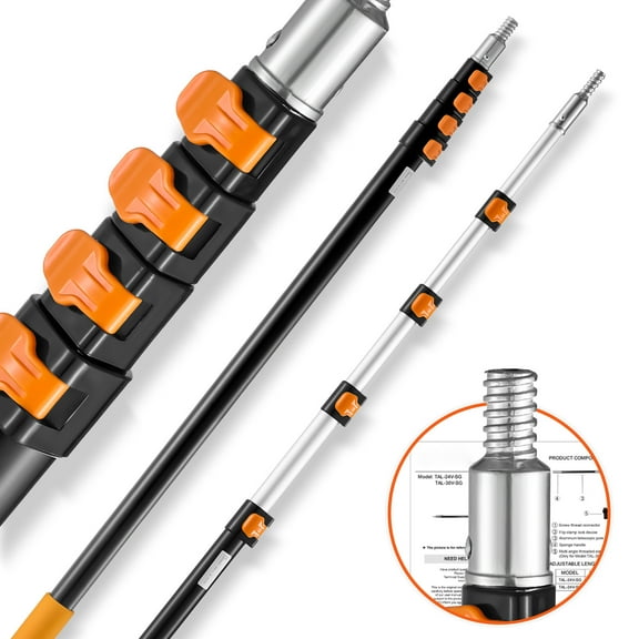 KFFKFF Telescoping Extension Pole, Adjustable 6-24 FT Rod, Multipurpose Extension Rod, Robust Aluminum Alloy Paint Lengthening Rod with Flip-Lock Mechanism, Telescopic Rod for Paint Application