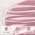 thumbnail image 5 of Ruffled Crib Skirt with Pompoms:Crib Bed Skirt with 14" Drop,Mini Crib Bedding Toddler Skirt,Baby Crib Accessories for Baby Boys Girls,28" X 52" (Pink), 5 of 7