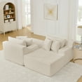 thumbnail image 3 of Modular Sectional Sofa Bed with 6 Throw Pillows, Convertible L Shaped Couch, Oversized Reading Chair for Living Room, Bedroom, Apartment, Beige, 3 of 9