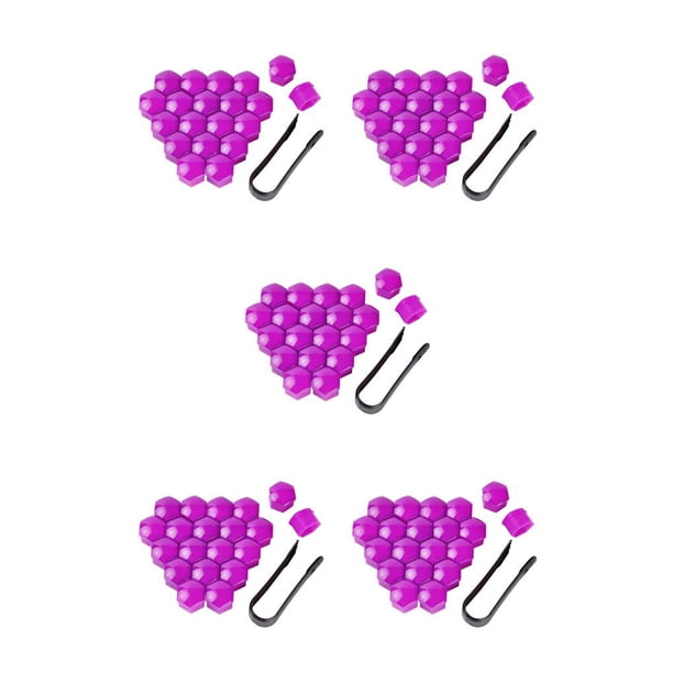 Sidaley Paquete de 20 tapas de tuerca de rueda de coche, cubierta de tornillo de cubo de coche antioxidante Exterior, tuercas de neumático de Violeta 19 mm 5piezas