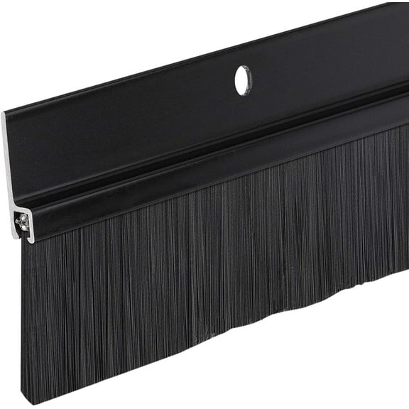 Randall Manufacturing Black Aluminum Brush Door Sweep 48 in Long for Gaps up to 2 in