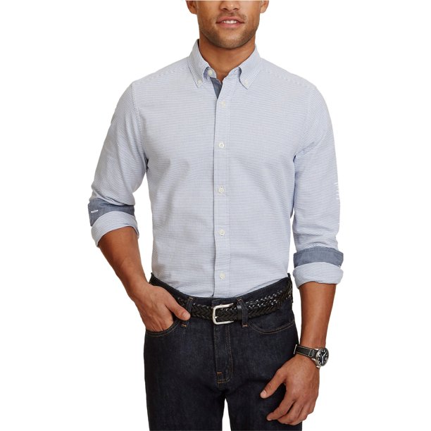 Nautica Oxford Button Up Camisa para Hombre, Azul, XX-Large