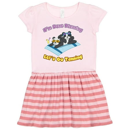 

Inktastic Cute Baby Pandas-I m Done Planning Let s Go Tanning Gift Toddler Girl Dress