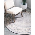 thumbnail image 2 of 4' Gray and Beige Geometric Round Area Throw Rug, 2 of 8