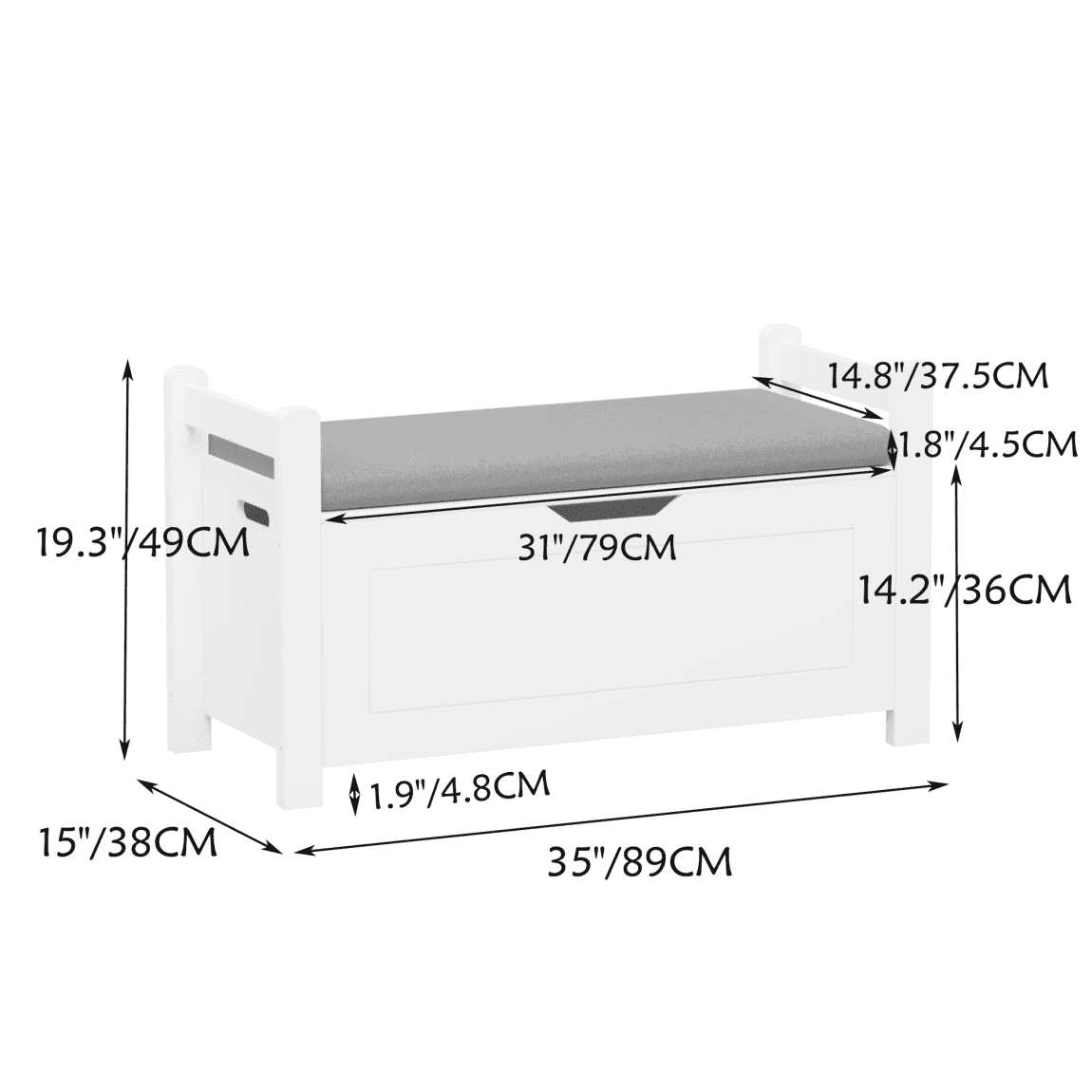 Kids Large Toy Chest for Girls Boys, 2 In 1 Wooden Toy Storage Truck Bench with Flip-Top Lid, 2 Safety Hinges, Toddler Big Toy Box for Playroom & Bedroom, White