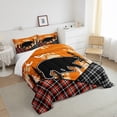 thumbnail image 4 of Rustic Bear Bedding Set Checkered Buffalo Plaid Quilt for Kids Adult Teens,Woodland Wildlife Comforter&nbsp;Set Twin Animal Paw Print Red Black Lattice Grid Patchwork Duvet Insert,Farmhouse Decor, 4 of 5