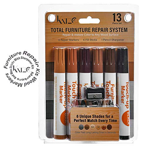 Ixir Wood Touch Up Markers, Set of 13 Furniture Markers and Filler Crayons, Wood Furniture and Floor Repair Marker Kit, Furniture Scratch Repair
