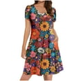 thumbnail image 3 of NSLGXD Summer Boho Dress Women Short Sleeve Flowy A Line Tshirt Dress Loose Fit V Neck Floral Mini Dresses with Pockets Multicolor Dress,Size S-2XL, 3 of 9