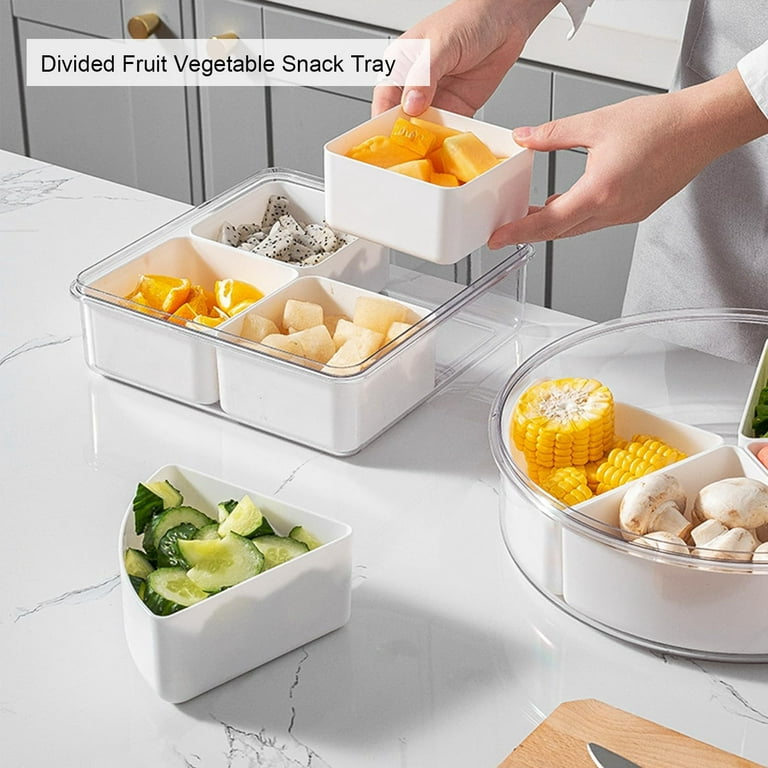 Divided Serving Tray With Lid, Removable Divided Platter Food
