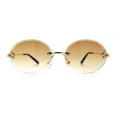 thumbnail image 5 of Mens Luxury Rimless Oval Rich Gangster Metal Rim Sunglasses Gold - Brown, 5 of 8