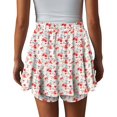 thumbnail image 4 of Pantalones cortos Onlypuff Flowy Chiffon con volantes rojos para mujer, 4 of 5