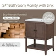 thumbnail image 6 of 24" Open Shelf Bathroom Vanity with Half-Moon Ceramic Sink, Solid Birch Frame & MDF Cabinet, Brown Freestanding Vanity for Small Spaces, 6 of 8