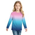 thumbnail image 4 of Abcomgle Girls Long Sleeve Tops 10-12 Crewneck Fall T-Shirts for Kids Girls Trendy Basic Girls Tops Loose Gradient Girls Sweatshirts, 4 of 5