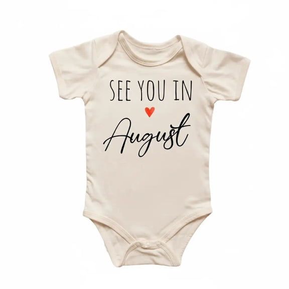 August Announcement Newborn Baby Bodysuit