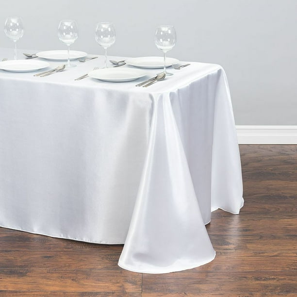 Mantel de satén blanco rectangular, decoración de fiesta de boda, cubierta de mesa de Navidad, manteles para eventos en casa, Decoración de mesa qym unisex