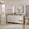 thumbnail image 3 of Arched wall - mounted vanity metal frame bathroom mirror con rust - resistant tempered glass, vertical hanging, negra, para bathroom y sala de estar, 3 of 7