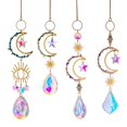 thumbnail image 1 of Celestial Sun Catcher Prism Window Crystal Wind Chime Moon Dream Catcher Natural Stone Wind Bells Hanging Garden Decoration, 1 of 5