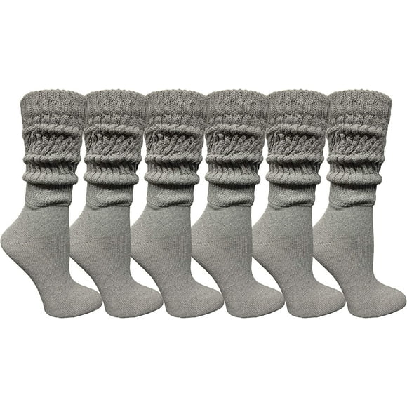 6 Pairs AmPm Womens Cotton Slouch Chunky Socks, Womens Knee High Boot Socks
