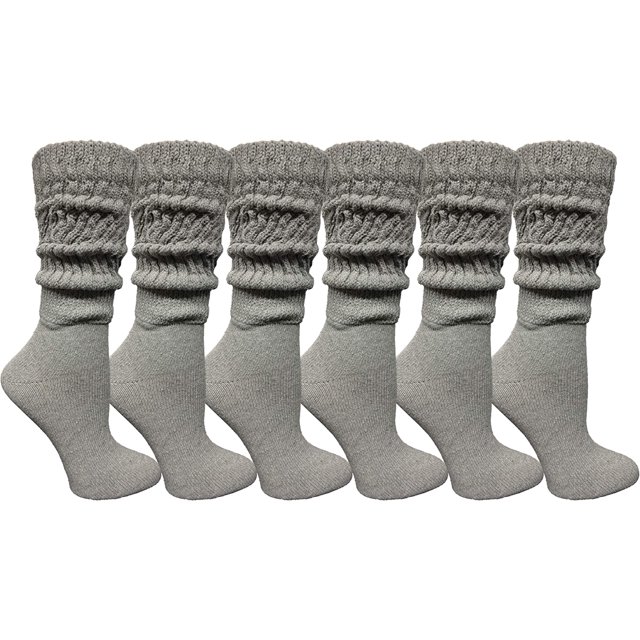 6 Pairs AmPm Womens Cotton Slouch Chunky Socks, Womens Knee High Boot Socks