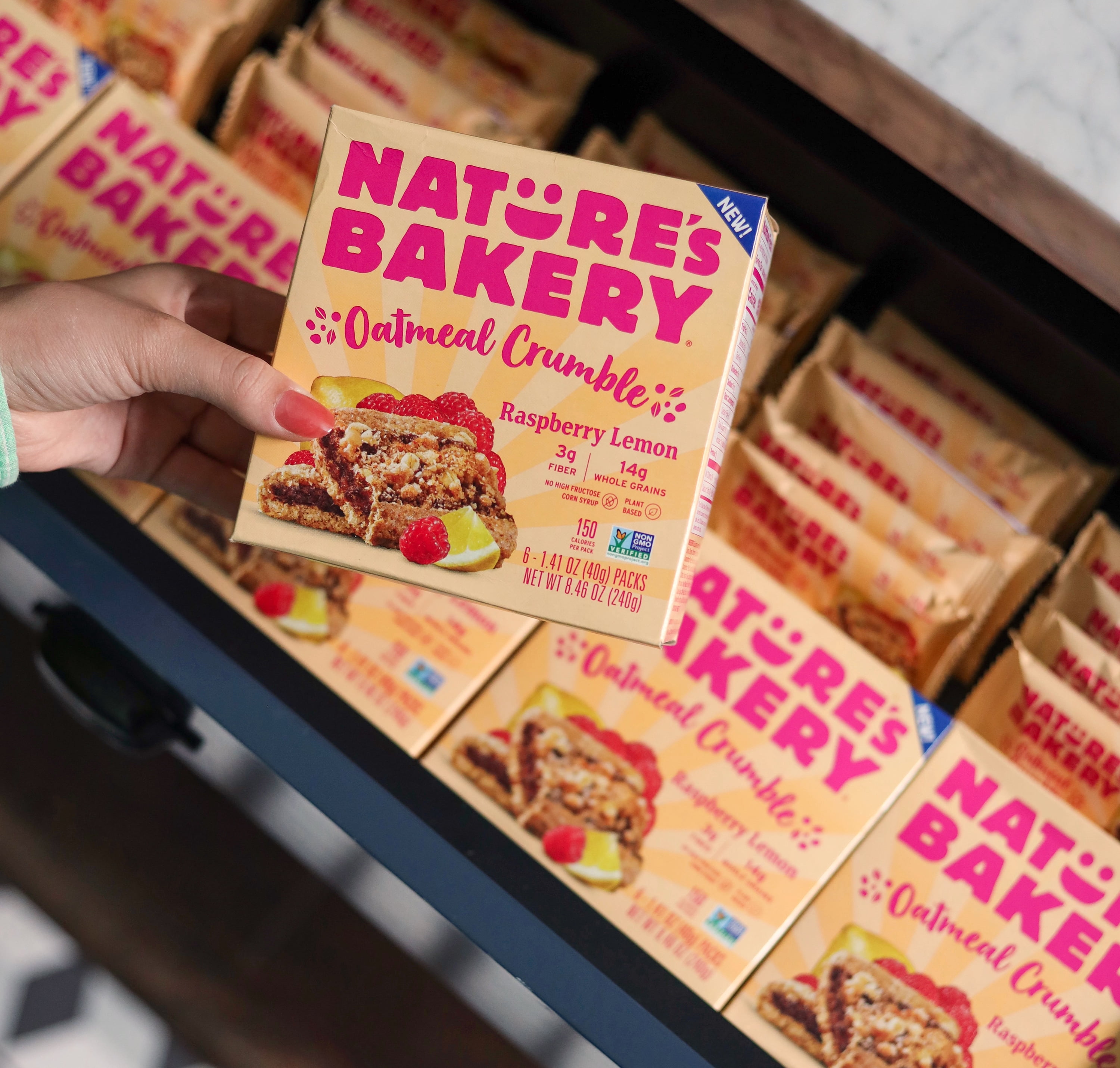 Nature's Bakery Raspberry Lemon Oatmeal Crumble Bars, 1.41 oz Bars, (36 Ct), Vegan, Non-GMO, Plant-Based