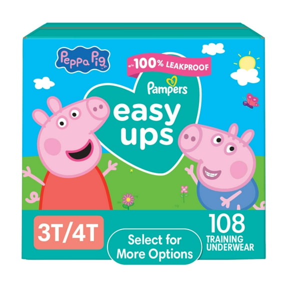 Pampers Easy Ups Peppa Potty Training Pants Girls Size 3T-4T, 108 Count (Select for More Options)