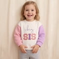 thumbnail image 2 of Girls Big Sis Embroidered Sweatshirt, Kids Color鈥態lock Raglan Long Sleeve Crew Neck Pullover Tops, 2 of 3