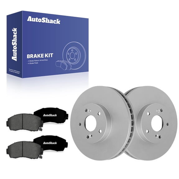 AutoShack Front Brake Rotors & Premium Pads for Honda, Accord 2010-2012, FWD L4 2.4L V6 3.5L - Coated - ArmorStop - 11.81" (300 mm), 5-Lug