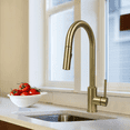 thumbnail image 4 of KBFmore 17.5 inch Stainless Steel Brushed Gold Brass Finish Kitchen Faucet with Dual Function Pull Out Down Spray Head, 4 of 10