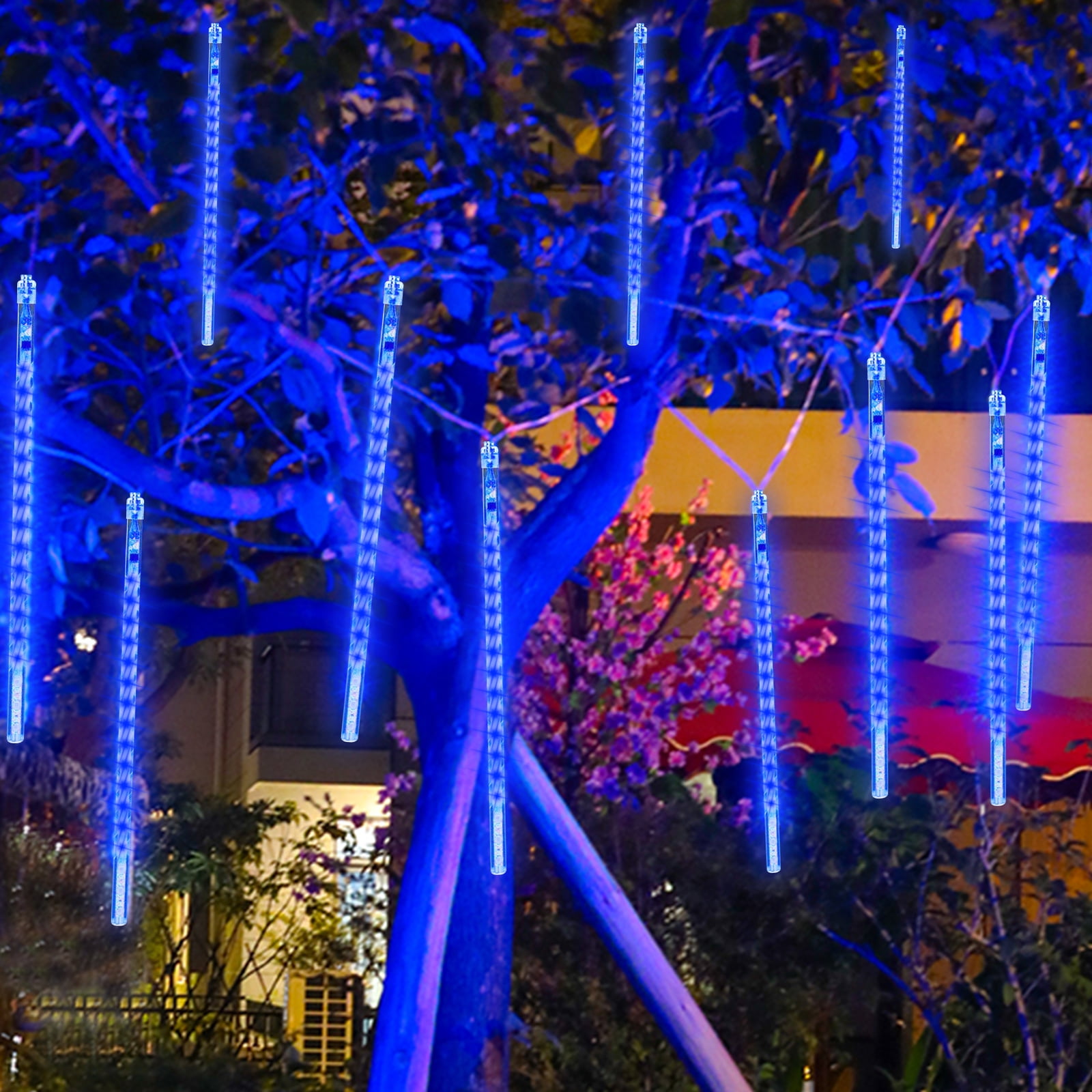 Meteor Shower Rain Lights, 10cm 10 Tube 200 LED Blue Meteor Lights