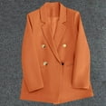 thumbnail image 5 of Business Casual Outfits for Women Blazer Suit Jackets Notched Collar Double Breasted Polyester Liner Work Office Wear (L, Orange), 5 of 5