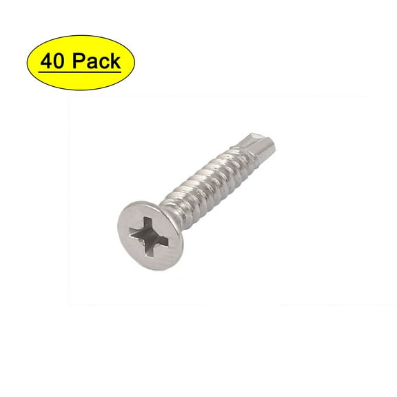 M4.2 x 25mm 410 Stainless Steel Countersunk Head Self Drilling Screws 40 Pcs