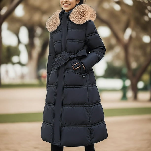 Gibobby Chamarra para mujer Chamarra de plumon de talla grande para mujer chamarra larga de invierno ultra ligera chamarra de plumas con capucha chamarra calido Negro G Bodega Aurrera en linea