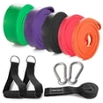 thumbnail image 2 of 3 Packs/5 Packs Powerlifting Workout Exercise Stretch Bands Pull Up Assist Bands Set Resistance Loop Bands  with Door Anchor Foam Handles Hooks and Carry Bag, 2 of 6