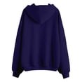 thumbnail image 4 of Women's Oversized Solid Zip Up Hoodie Long Sleeve Fleece Lined Casual Y2K Hooded Jacket with Pockets Navy 2XL, 4 of 4