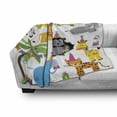 thumbnail image 3 of Birthday Soft Flannel Fleece Throw Blanket, Jungle Wild Safari Animals in Cartoon Pattern with Party Hats Flags Image, Cozy Plush for Indoor and Outdoor Use, 60" x 80", Multicolor, by Ambesonne, 3 of 6