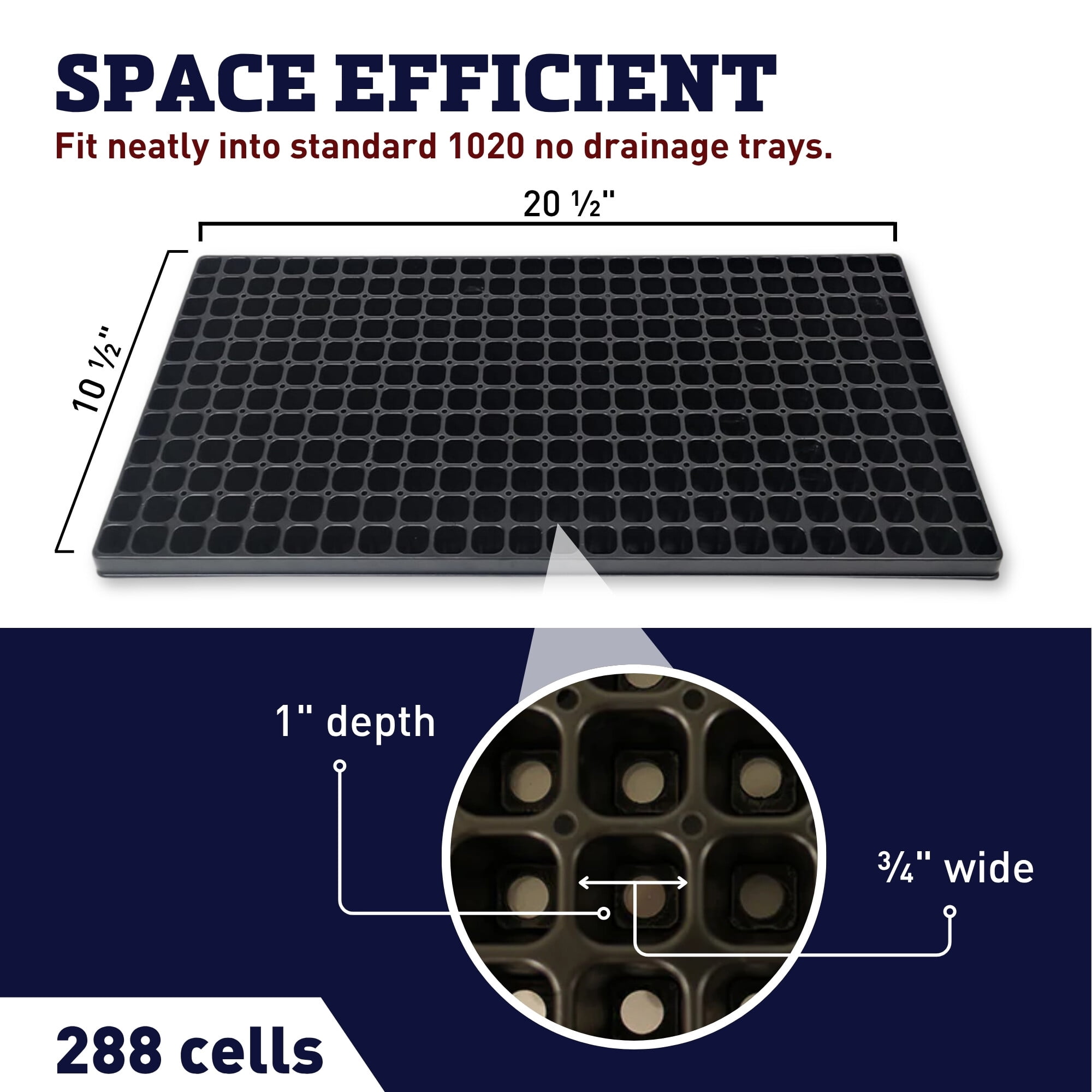 288 Cell Plug Seed Starting Tray – Heavy-Duty Seedling Germination and Propagation Tray - 50 Packs