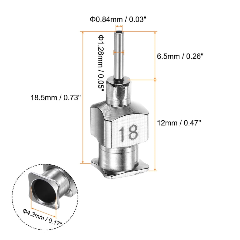 Lot De 12 Aiguilles De Distribution En Acier Inoxydable 30G - Embout Mousse 1/4" - Pour Colle, Adhésif - Neuf