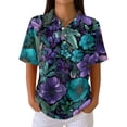 thumbnail image 2 of Plus Size Women Waffle Knit Fall Tops Hawaiian Button Down Shirts for Women Polo Shirts Long Sleeve V Neck Loose Fit Tun, 2 of 5