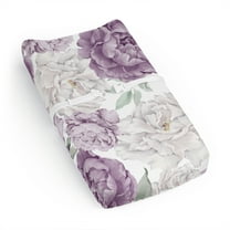 Sweet Jojo Designs Peony Floral Garden Lavender Purple and Ivory Girl Changing Pad Cover Sheet