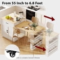 thumbnail image 3 of Kitchen Island with Storage and Seating, Extendable Dining Table for 4-6, Large Kitchen Island with Drawers, Cabinet and Shelves, Built-in Power Outlet, Faux Marble Top (Wood), 3 of 18