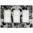 thumbnail image 1 of Metal Light Switch Plate Outlet Cover Skull Rose Flower Gray SKL002, 1 of 13