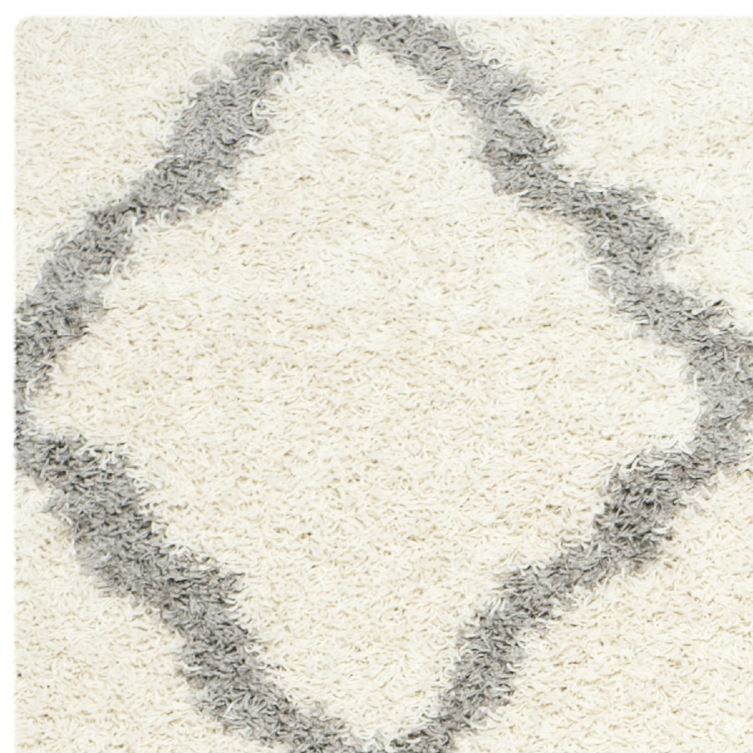 SAFAVIEH Daley Geometric Plush Shag Area Rug, Ivory/Grey, 4' x 6'