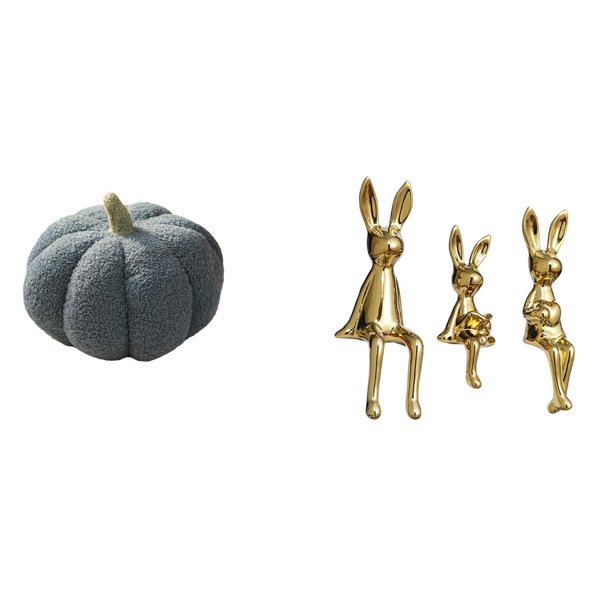 Almohadas de calabaza de Halloween,Almohadas de calabaza de Halloween Decoración del hogar Suave,Escultura de figura,Estatua sentada Figura Escultura Adorno,Estatuas de conejos en miniatura