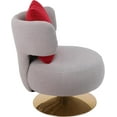 thumbnail image 2 of 360°Swivel Accent Chair Armchair, Round Barrel Chair in Fabric with Gold Base, Soft Plump Pillow for Living Room Bedroom, 2 of 6