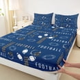 thumbnail image 3 of Homewish Football Sport Full Size Sheets,Rugby Helmet Bed Sheets,White Blue Black Sheet Sets For Boys Teens,Breathable Home Decor,4 Pieces, 3 of 7